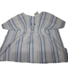 PONCHO PLAYERO ESTILO LINO BCO RAYAS AZULES ZARA ACC T14APROX