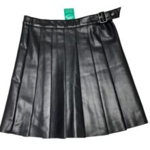 POLLERA TABLEADA NEGRA CUERINA ZARA T13/14