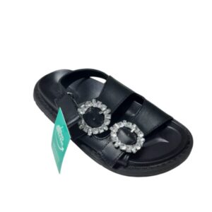 SANDALIAS NEGRAS HEBILLA PLATEADA TIPO DIAMANTE ZARA T29