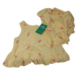VESTIDO AMARILLO SANDIAS + BOMBACHA GAP T3/6M