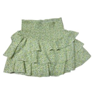 POLLERA VERDE VOLADOS ELASTICO FLORCITAS ZARA T10