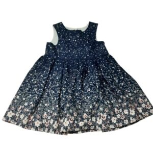 VESTIDO AZUL FLORICTAS ROSADAS 3 BOTONES ATRAS MADE WITH LOVE T9/12M