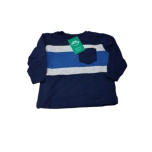 REMERA RAYADA AZUL GRIS BOLSILLO M/L CARTERS T3M