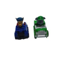 BOLSA CON 2 CAMIONES PAW PATROL REPLICA AZUL Y VERDE PATRULLA CANINA