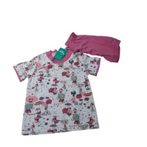 PIYAMA 2P REMERA BLANCA SHORT ROSADO ANIMALES PIRUETA T4