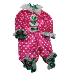 DISFRAZ DE PAYASO ROSADO LUNRES BCOS VOLADOS VERDE BCO T4AP