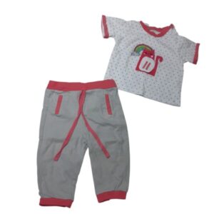 CONJ PIYAMA REMERA Y PANT BCO ROSA GATO TRIANGULOS T3/6M GT