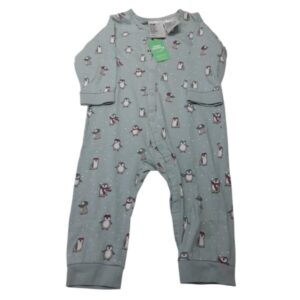 PIYAMA ALG SIN PIE H&M VERDE PINGUINOS T6/9M