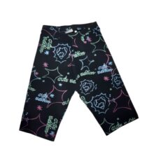 CALZA BIKER CORTA NEGRA LETRAS COLORES ZARA T9