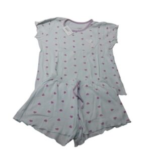 PIYAMA REMERA Y SHORT CELESTE CORAZONES ROSA ACCESSORIES T9/10 GT