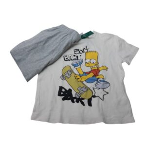 PIYAMA 2P REMERA BLANCA SHORT GRIS SIMPSON ZARA T6/7 FRIZ