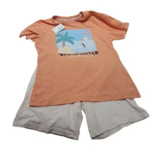 CONJ PIYAMA REMERA Y SHORT SALMON BEIGE HERING T10 GT PALMERA PLAYA