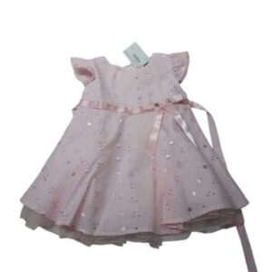 VESTIDO CUADRILLE ROSA BCO BORDADO BONNIE T6/9M