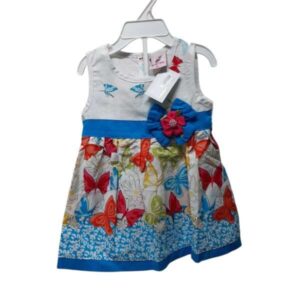 VESTIDO S/M BCO AZUL MOÑA KINDER T6M