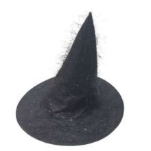 SOMBRERO DE BRUJA NEGRO PELITOS COMO PLATEADOS