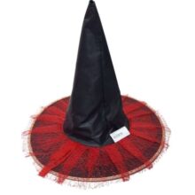 SOMBRERO DE BRUJA NEGRO ROJO