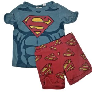 PIYAMA 2P REMERA AZUL SHORT ROJO SUPERMAN T 6 AP DECO DET BORDE