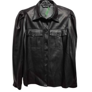 SOBRECAMISA CUERINA NEGRA BOLSILLOS ZARA TM