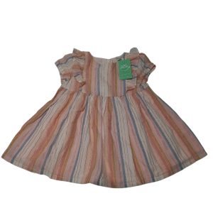 VESTIDO RAYAS ROSA CELESTE BCO VOLADITOS BGOSH T6M