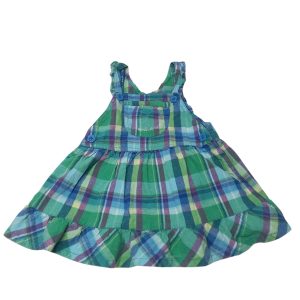 VESTIDO CUADROS AZUL VERDE FUCSIA OSHKOSH T12M
