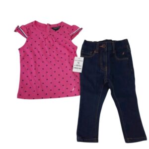 CONJ REMERA FUCSIA Y JEAN NAUTICA T12M NUEVO