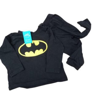 CONJ REMERA Y PANTALON ALG NEGRO BATMAN H&M T4/6M