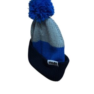 GORRO LANA GRIS AZUL TURQUESA POM POM NEFF