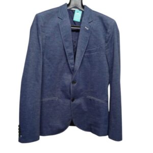 SACO DE VESTIR AZUL JASPEADO BLANCO ZARA TL GT