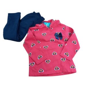 CONJ CANGURO Y PANT ALG ROSA AZUL CORAZONES PIPA T2