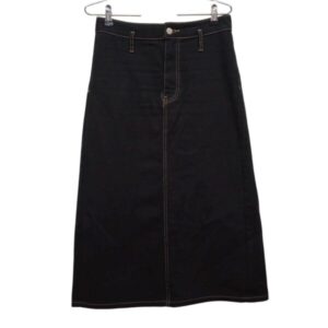 POLLERA JEAN NEGRA LARGA COSTURAS MARRONES INDIAN T36