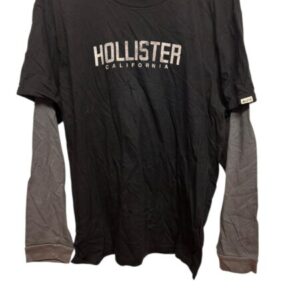 REMERA NEGRA GRIS DOBLE MANGA HOLLISTER T M