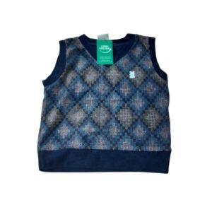 CHALECO PIEL DURAZNO AZUL ROMBOS KIKOTG T9M APROX