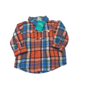 CAMISA CUADROS NARANJA AZUL OSHKOSH T0/3M