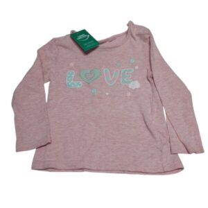 REMERA ROSA LOVE CORAZON BAS T9/12M