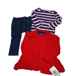 CONJ SACO REMERA Y JEAN ROJO AZUL NAUTICA T12M NUEVO