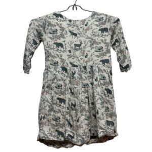 VESTIDO VIYELA CREMITA RENOS OSOS FLORES CINTA LITTLE AKIABARA T 6