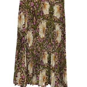 POLLERA TABLEADA BORDO VERDE FLORES H&M TXS