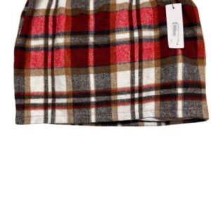 POLLERA PAÑO CUADRILLE ROJO MARRON BEIGE BLANCO TL
