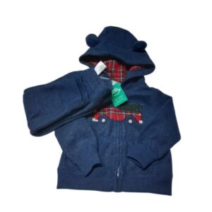 CONJ CAMPERA Y PANT POLAR AZUL AUTO ESCOCES ROJO CARTERS T9M