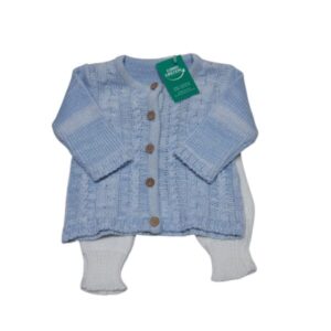 CONJ.SACO CELESTE PANTALON LANA BLANCO BEBE 0M AP