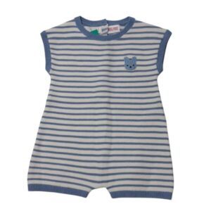 ENTERITO CORTO DE HILO BCO LINEAS AZUL CONEJITO ZARA T0/1M