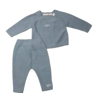 CONJ.BATITA PANTALON HILO CELESTE PEZ ZARA T 0/1M