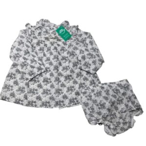 VESTIDO BCO FLORES GRISES BOMB MANGO T6/9M