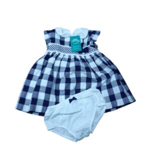 VESTIDO CUADROS BCO AZUL CUELLO RED CON BOMB MAYORAL T2/4M