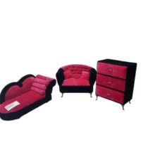 SET SILLONES ALHAJEROS FUCSIA Y NEGROS COMO PARA BARBIES