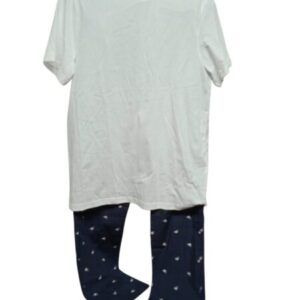 CONJUNTO PIJAMA REMERA BCA Y PANTALON AZUL PATOS H&M T S NUEVO