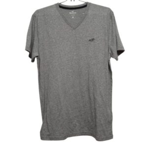 REMERA GRIS ESC EN V JASPEADA LOGO BORDADO HOLLISTER T M