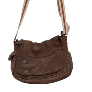 MORRAL DE CUERO MARRON HUSH PUPPIES GT MCH TINTA INTERIOR