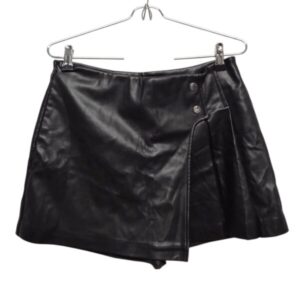 SHORT POLLERA TABLEADA CUERINA NEGRA INDIAN TM
