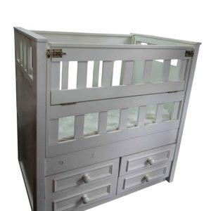 CUNA COLECHO DE MADERA BLANCA CON CAJONES